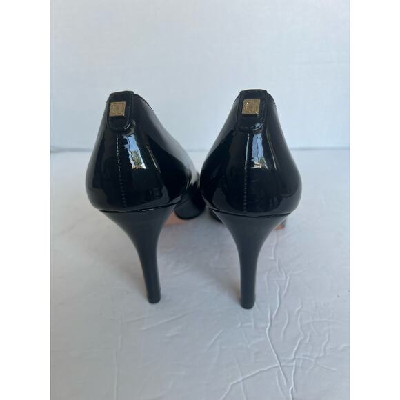 NWOT Ivanka Trump Black Patent Leather Platform Peep Toe Stiletto Heels Sz 8.5M - Picture 6 of 11